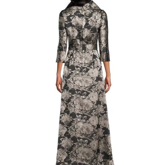 Elegant Floral High Low Dress in Black and Gray - Picture 2 of 5